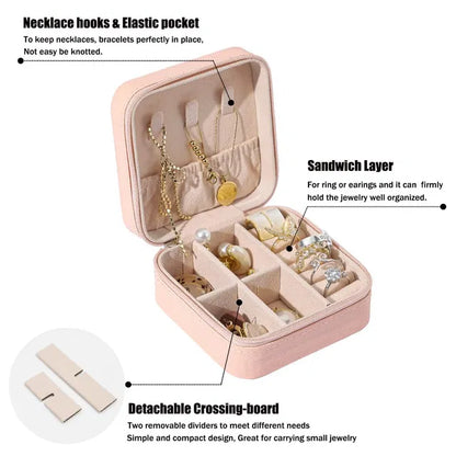 Rectangle Peach Leather Jewellery Box