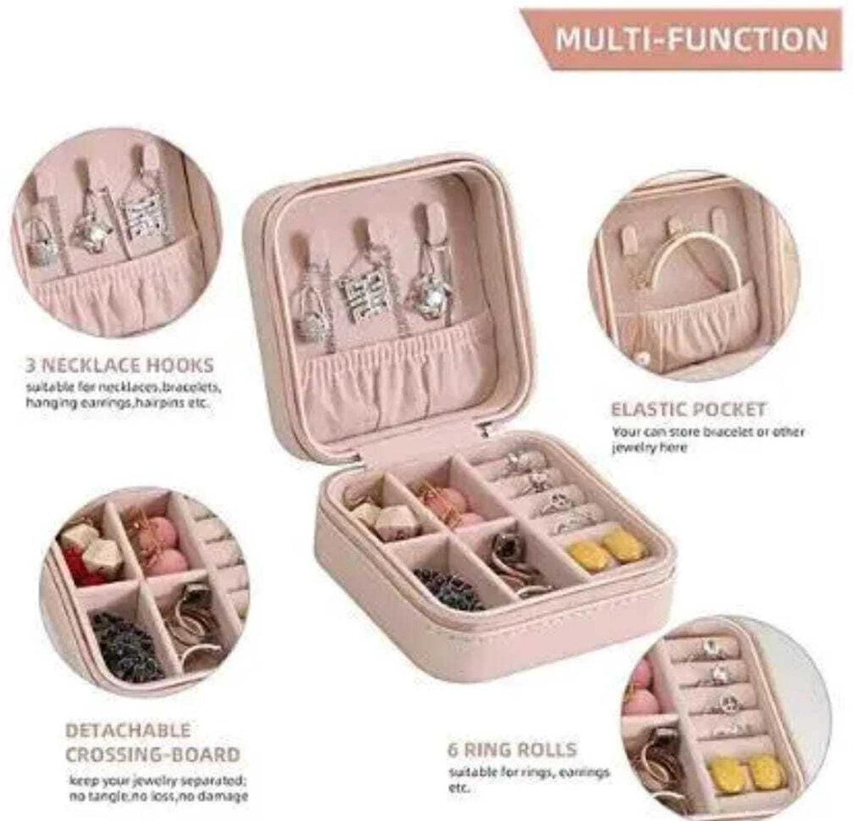Rectangle Peach Leather Jewellery Box