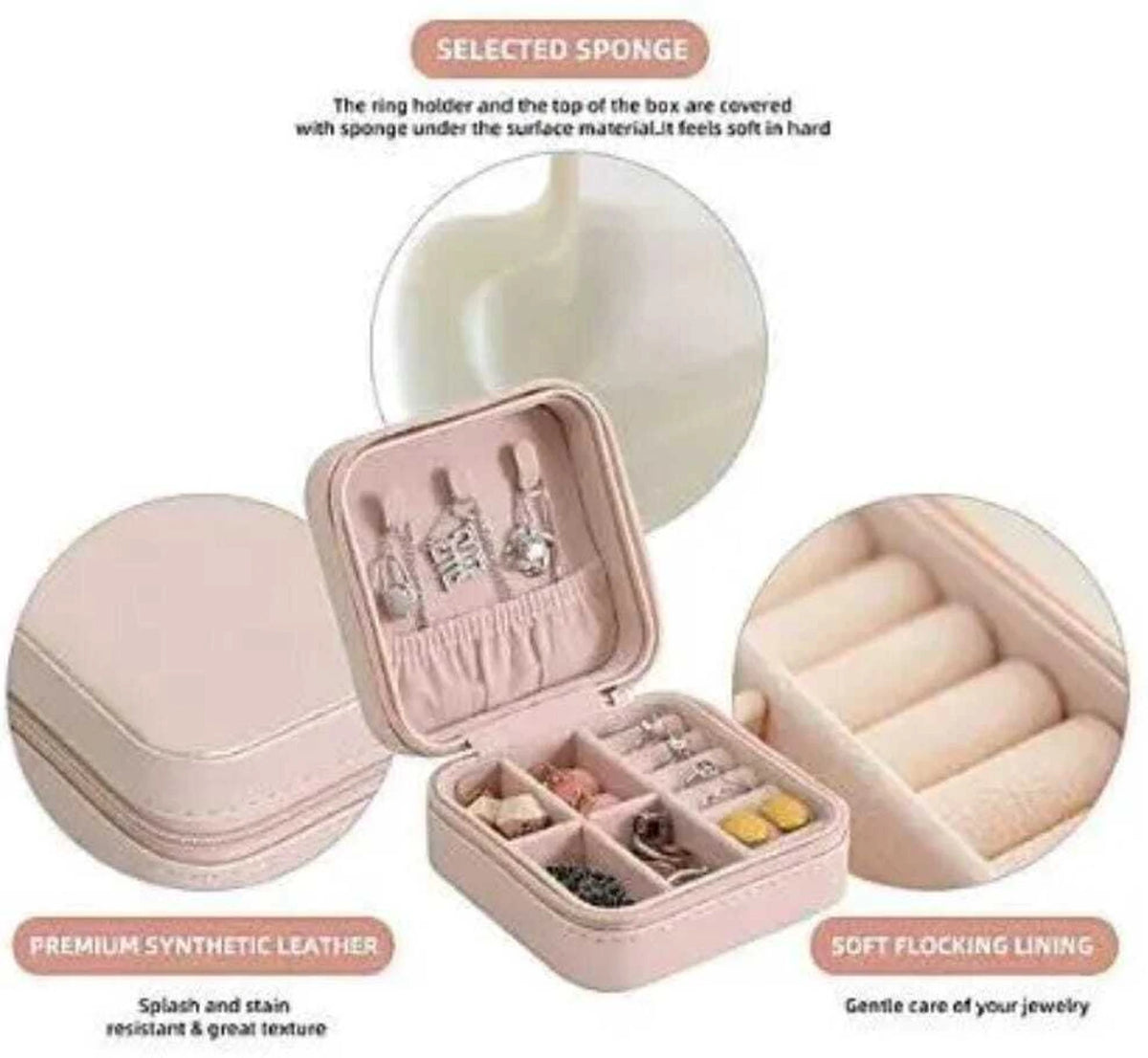 Rectangle Peach Leather Jewellery Box