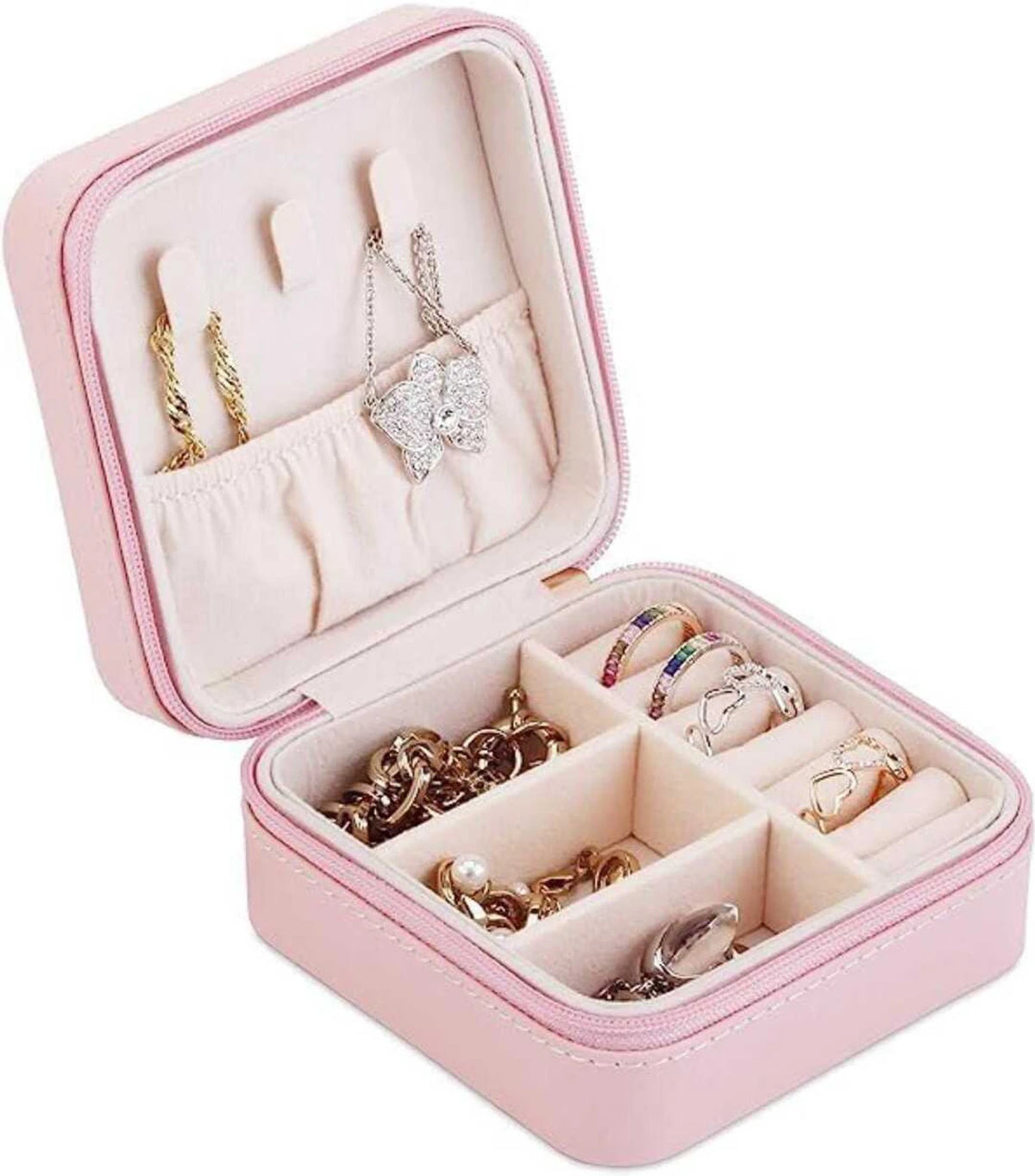 Rectangle Peach Leather Jewellery Box