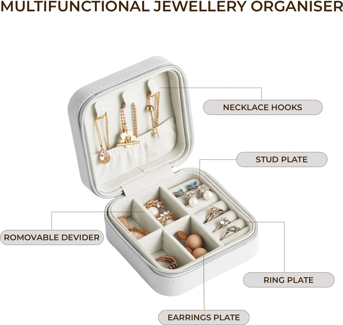 Rectangle Peach Leather Jewellery Box